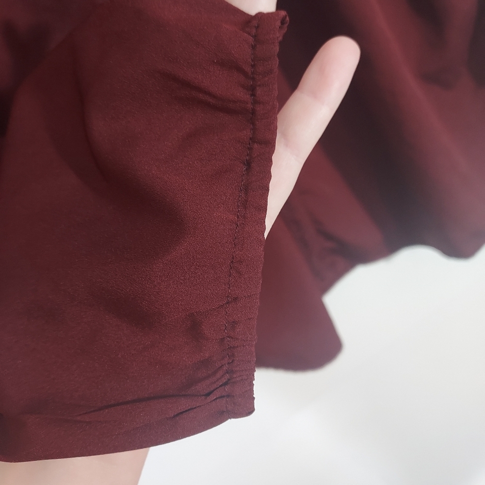Rebecca Malone Burgundy Tunic Smock Blouse Size Large - Picture 5 of 5
